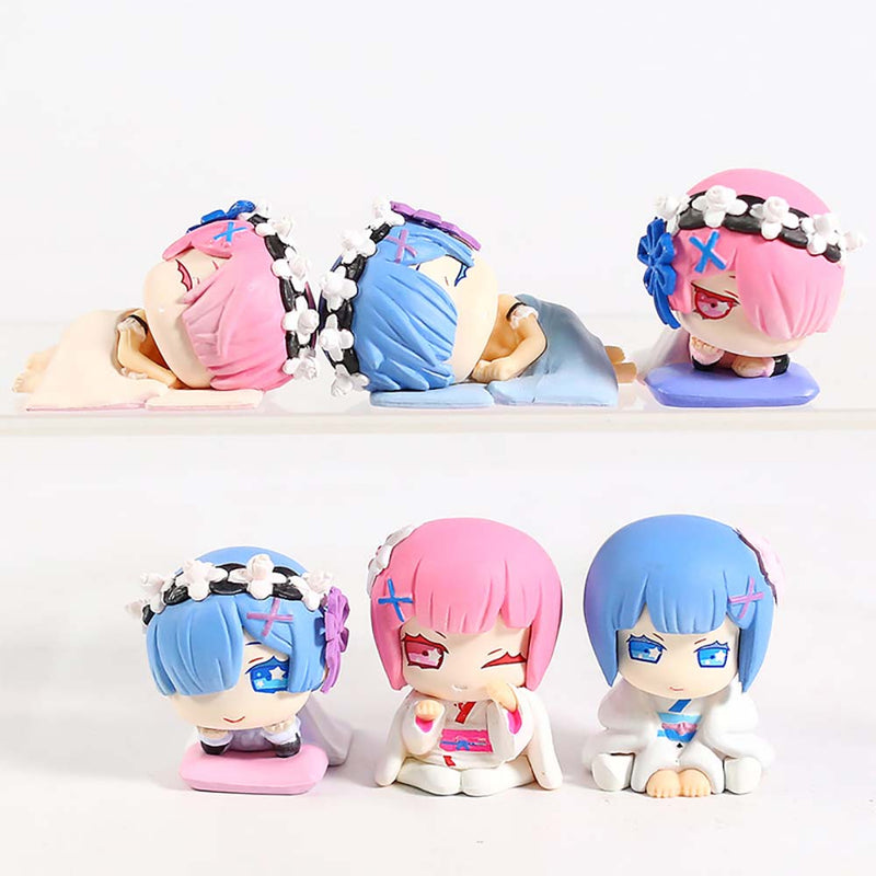 ReLife In A Different World From Zero Rem Ram Action Figure 6pcs 4cm