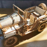 Retro DIY Movable 3D Army Jeep Car Model Wooden Puzzle Game Assembly Toy - Toysoff.com