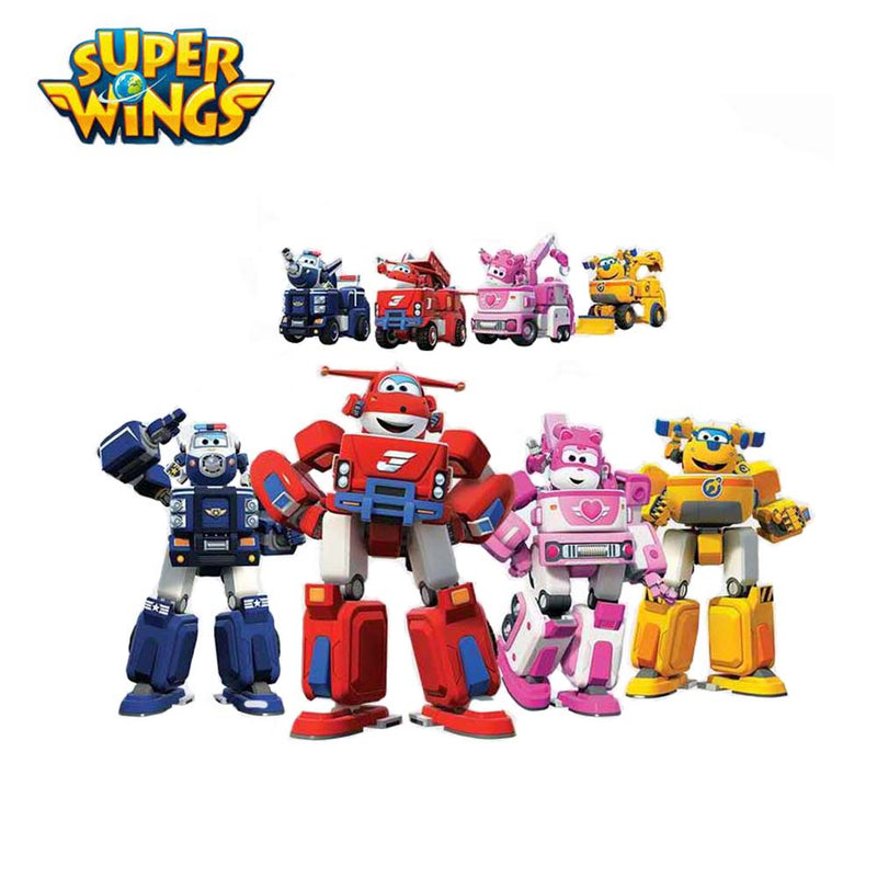 Super Wings Robot Action Figure Transformation Fire Engines Kid Toy