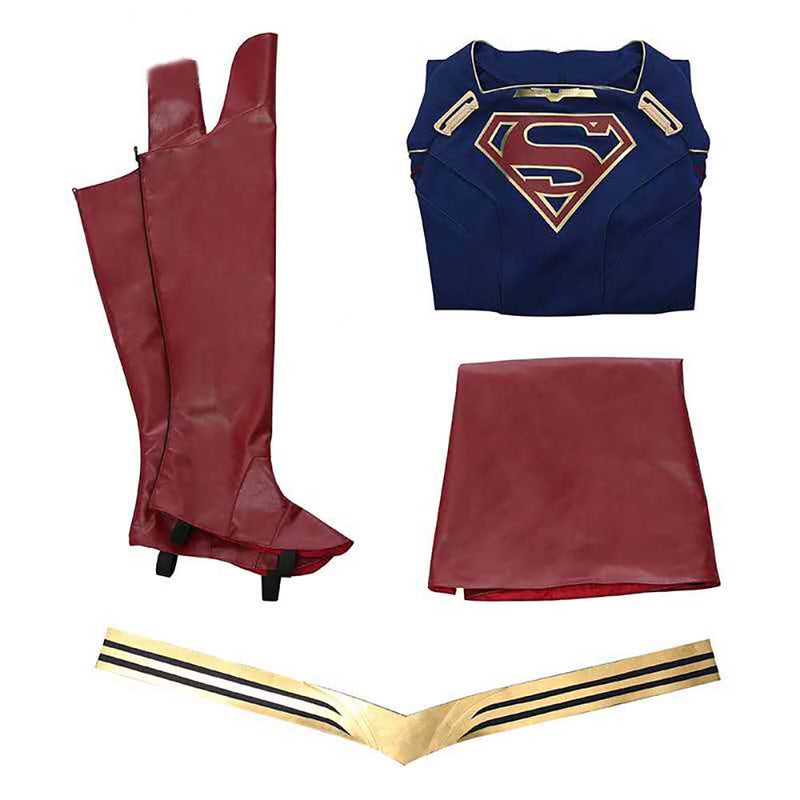 Supergirl Season 5 Kara Kent Uniform Jumpsuit Cloak Belt Boots Halloween Cosplay Costume