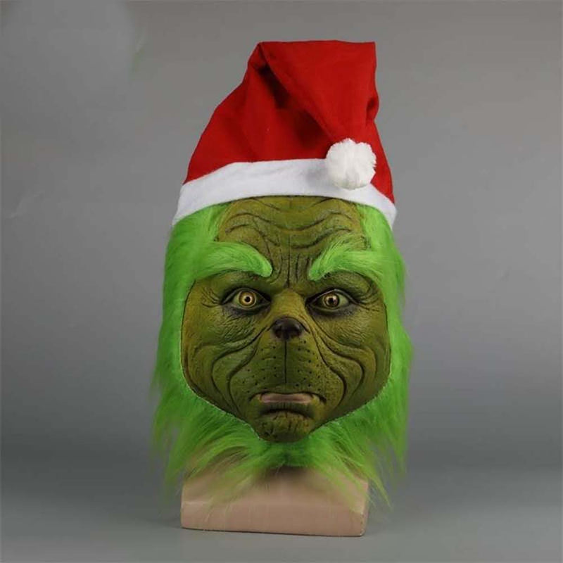 The Grinch Face Mask Halloween Christmas Full Head Cosplay Prop