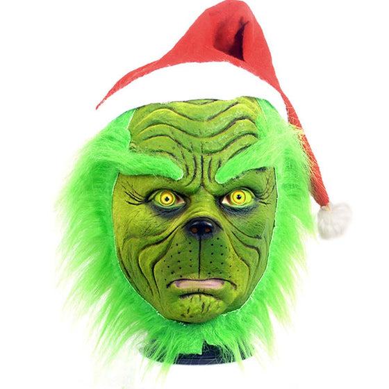 The Grinch Face Mask Halloween Christmas Full Head Cosplay Prop
