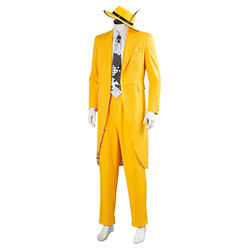 The Mask Jim Carrey Yellow  Suit Cosplay Costume Halloween Carnival Suit