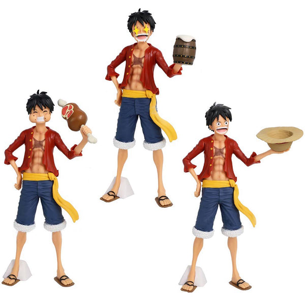 Three Forms Luffy Star Eyes Eat Meat Replaceable Action Figure 18cm