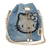 Water Drill Style Hello Kitty Cartoon Ladies Shopping Cowboy Casual Shoulder Bag - Toysoff.com