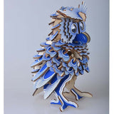 Wooden Puzzle Blue Owl Animal Art 3D Model DIY Assembly Toy - Toysoff.com