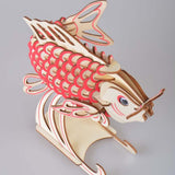 Wooden Puzzle Red Carp Animal 3D Model DIY Assembly Toy - Toysoff.com